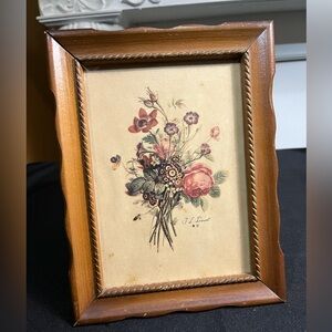 Vintage antique Prévost framed botanical print floral bouquet